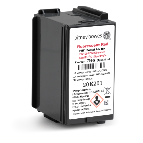 Pitney Bowes Red Ink Cartridge (35 ml) for DM100™, DM200™ and SendPro® C and SendPro®+